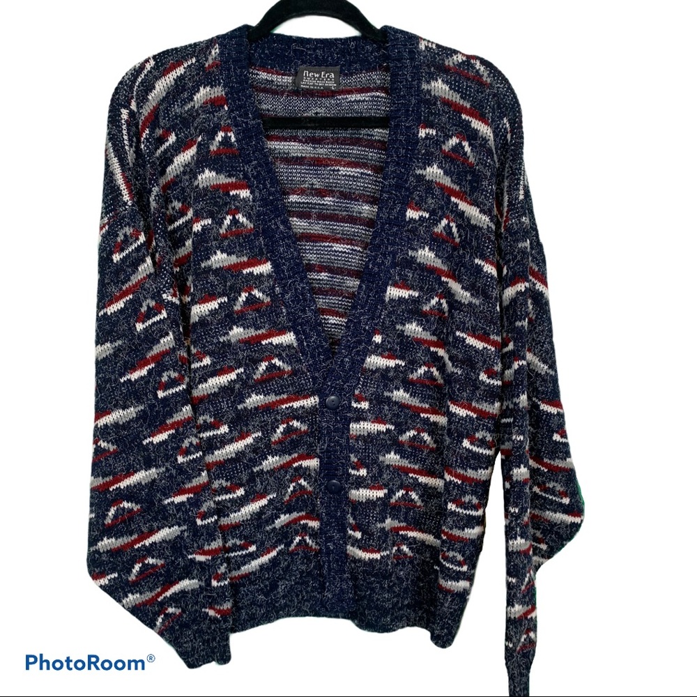 🥑5/$25 Vintage New Era grandpa cardigan Sweater L